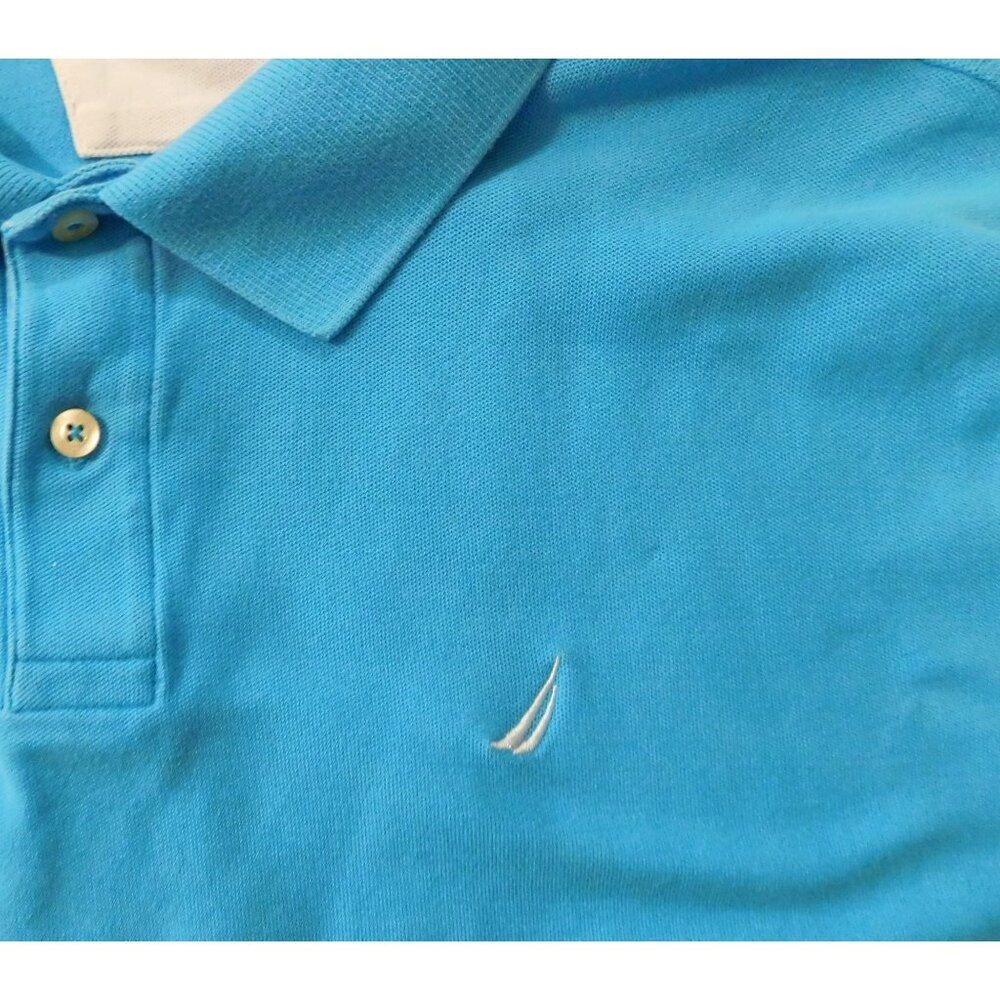 Nautica True Deck Polo Shirt XXL Slim Fit Blue Short Sleeve Embroidered Logo - Picture 3 of 6